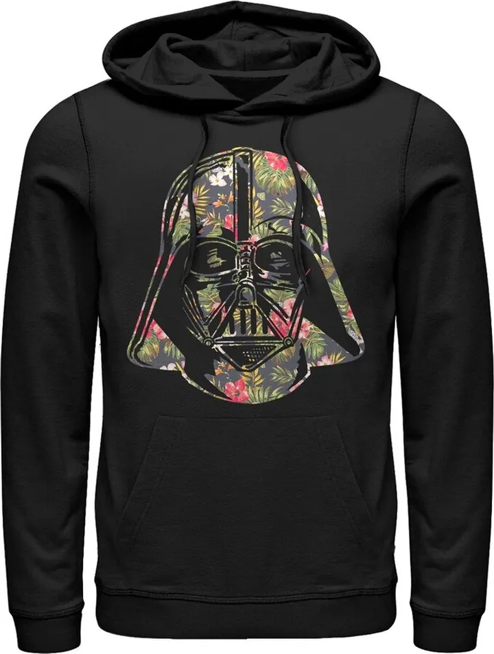 Men's Star Wars Tropical Print Darth Vader Helmet Pull Over Hoodie - Black - X Large