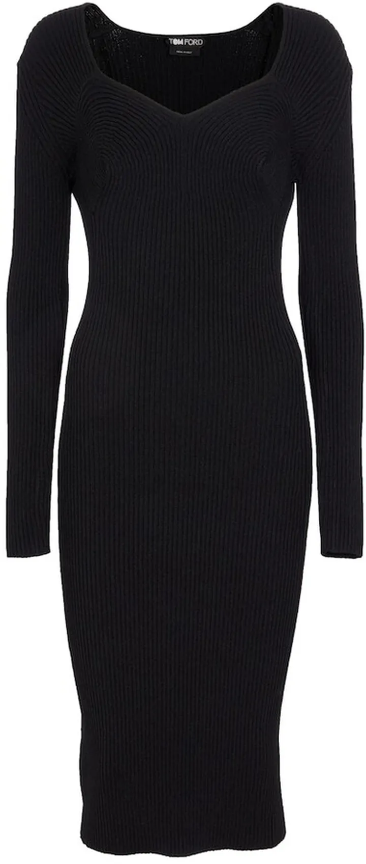 Sweetheart-neck knit midi dress
