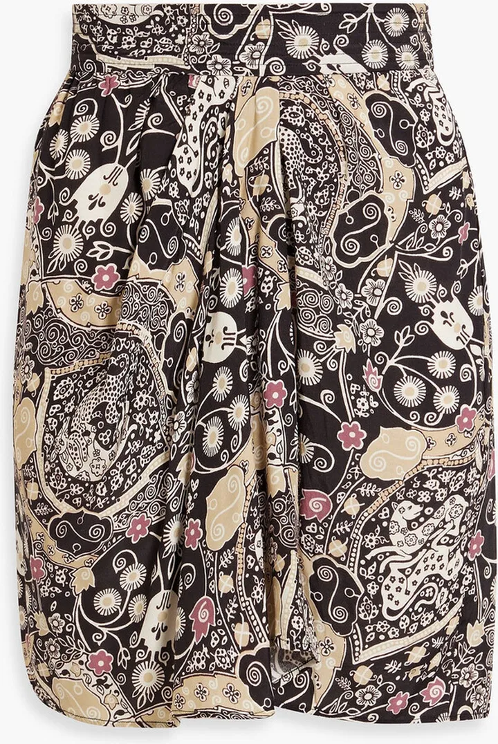 Cegart gathered printed voile mini skirt