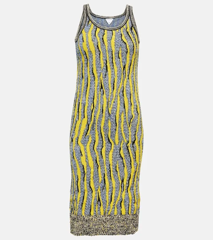 Jacquard cotton-blend midi dress