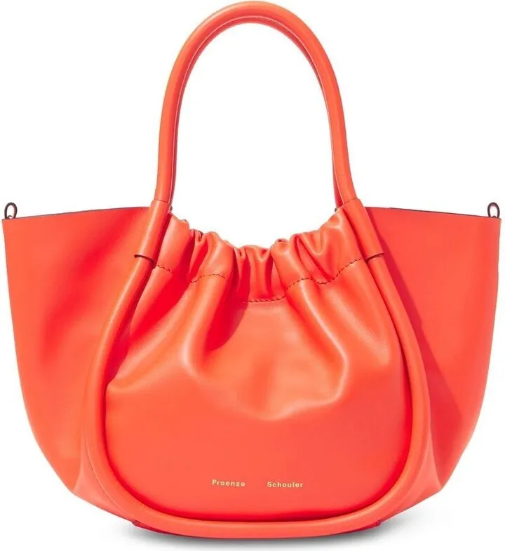 Ruched-Detail Leather Tote Bag