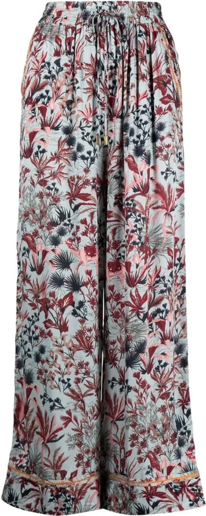 Floral-Print High-Waist Trousers