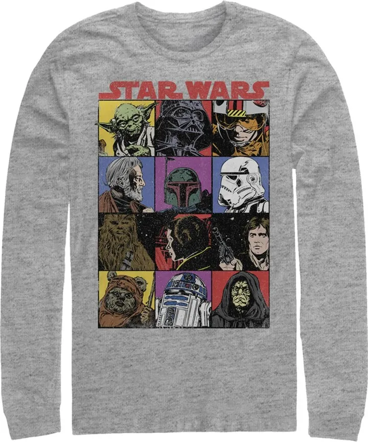 Men's Star Wars Comic Strip Cartoon Group Long Sleeve Shirt - Athletic Heather - Small