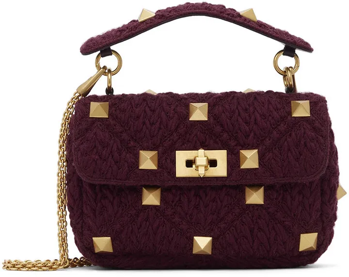 Valentino Garavani Purple Medium Roman Stud Shoulder Bag
