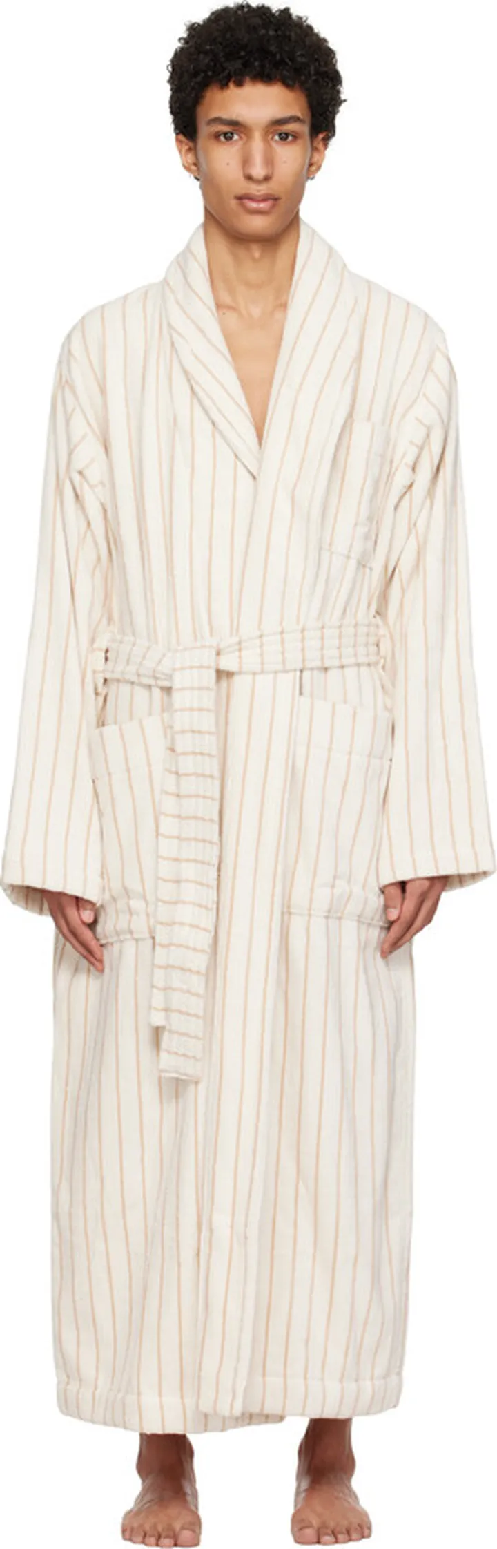 Tekla Off-White & Tan Classic Bathrobe