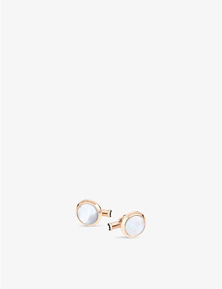 Mens Meisterstück Rose-gold Pvd and Mother-of-pearl Cufflinks