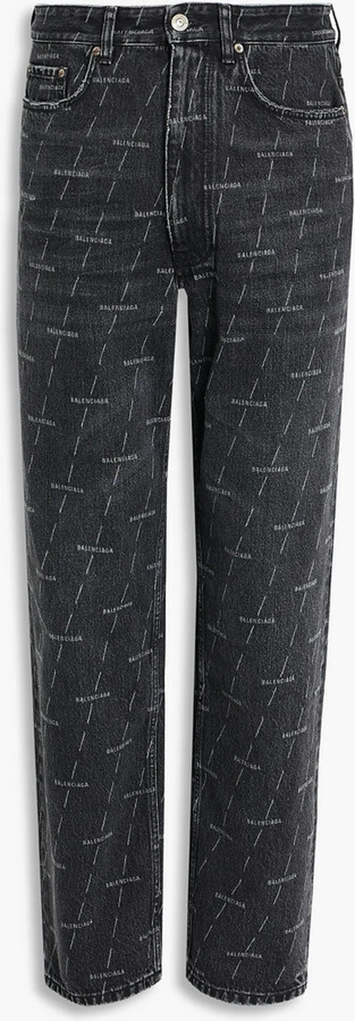 Distressed logo-print denim jeans