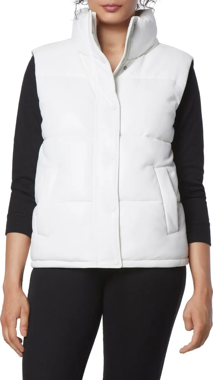 Faux Leather Puffer Vest