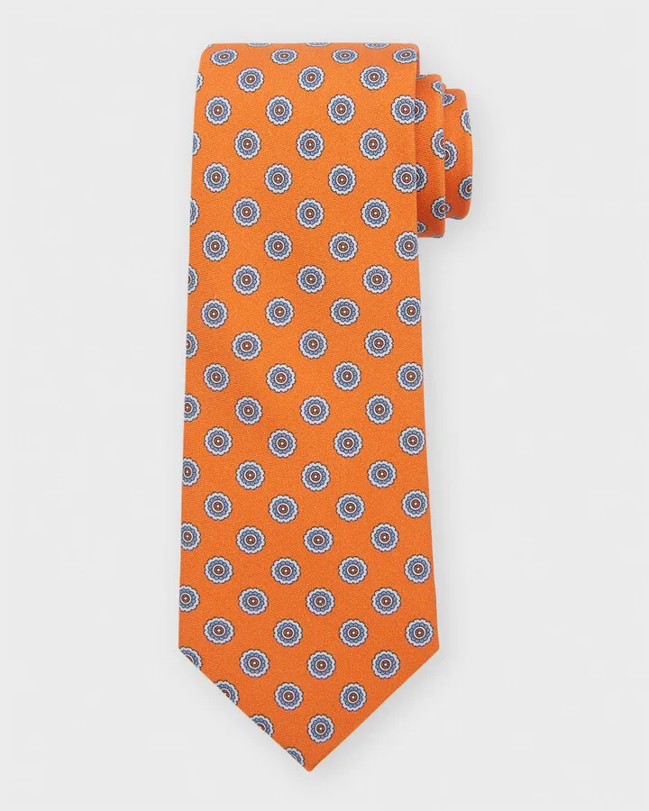 Men's Medallion-Print Silk Tie