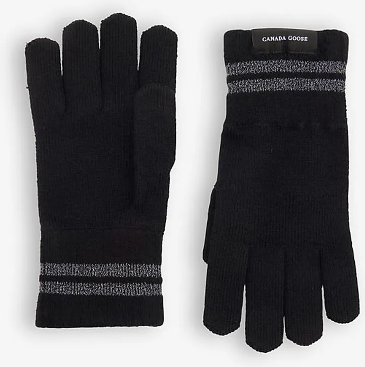 Mens Black - Noir Barrier Logo-tab Wool Gloves