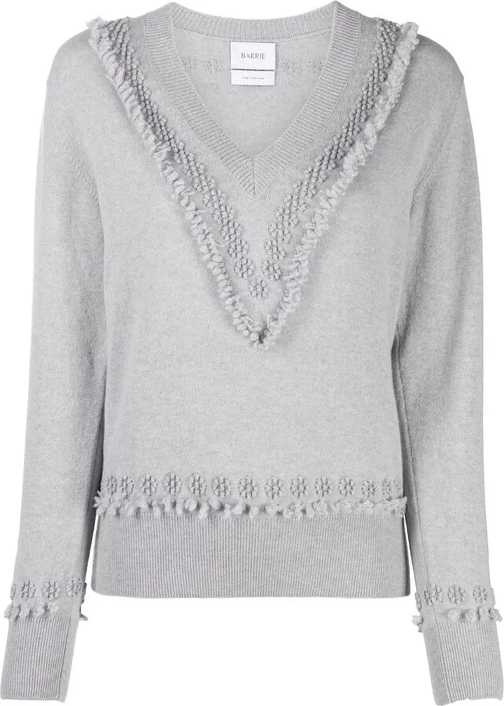 floral embroidered V-neck jumper