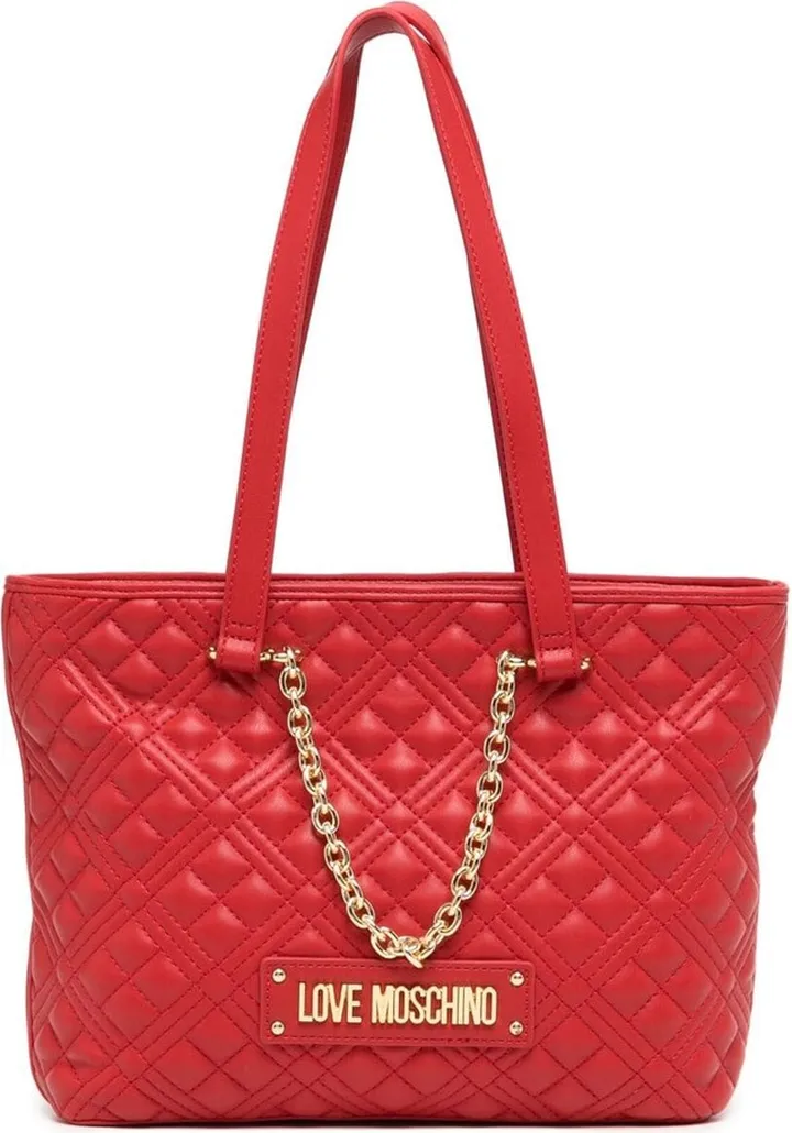 Chain-Link Detail Faux-Leather Tote Bag
