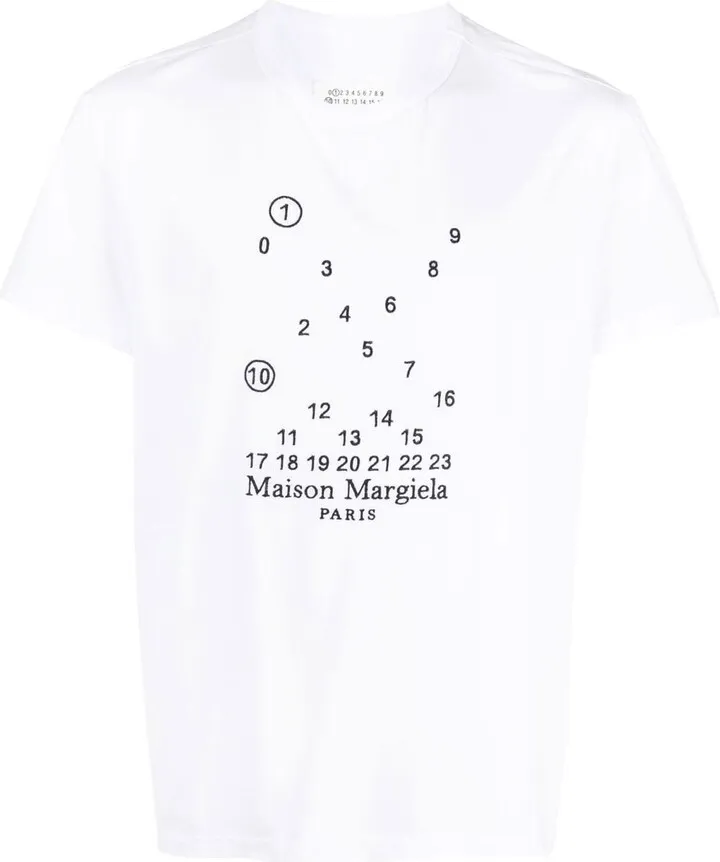 White Logo Print Cotton T-Shirt