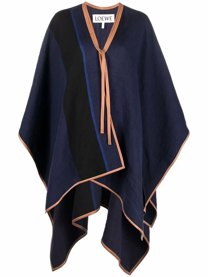 Logo-Applique Linen-Blend Cape