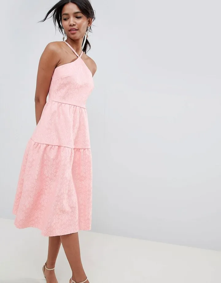 ASOS DESIGN tiered lace prom dress
