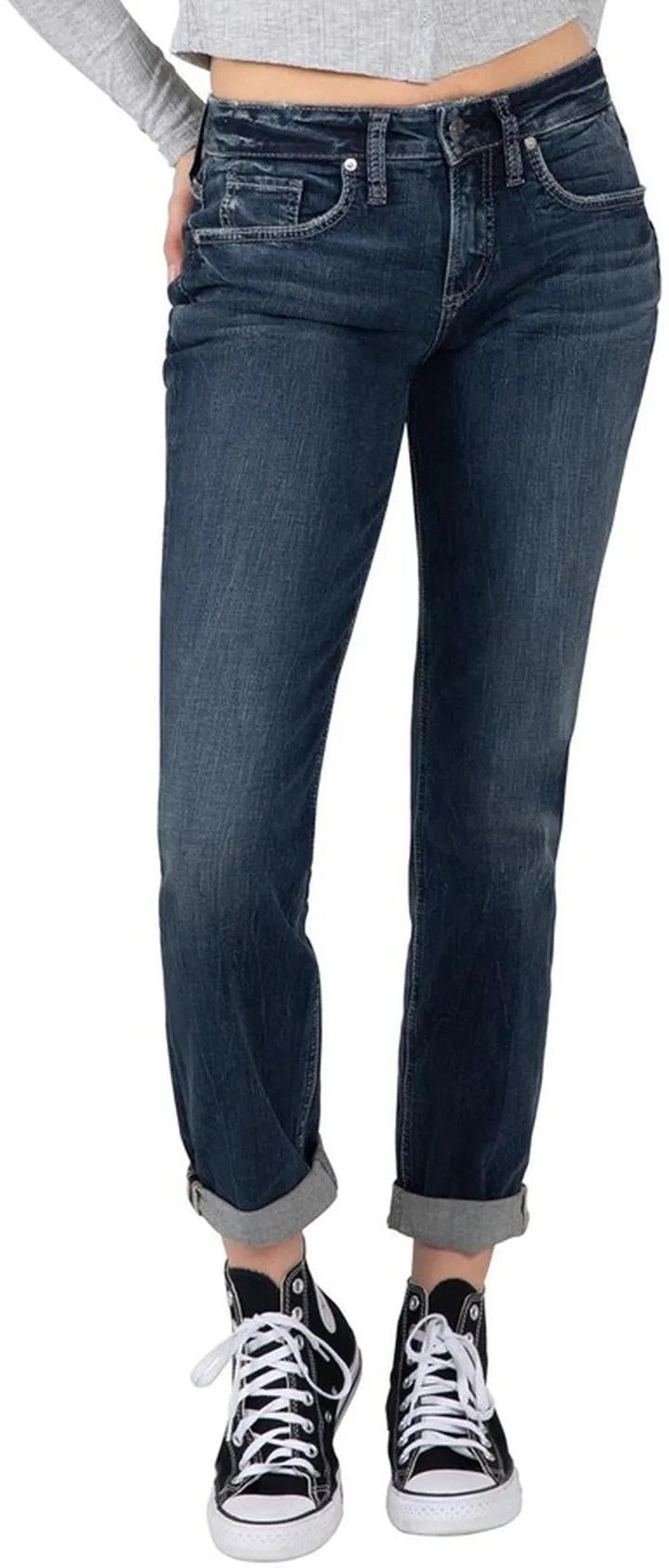 Boyfriend Mid Rise Slim Leg Jeans
