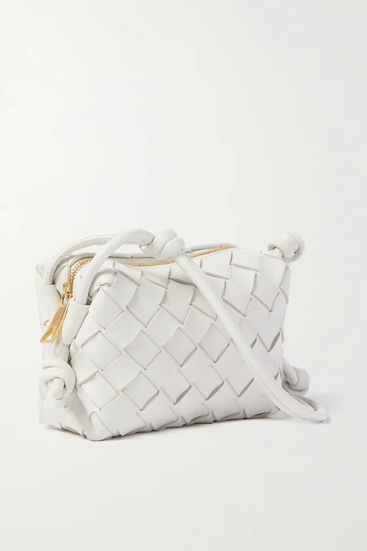 Bottega Veneta - Loop Candy Intrecciato Leather Shoulder Bag - White