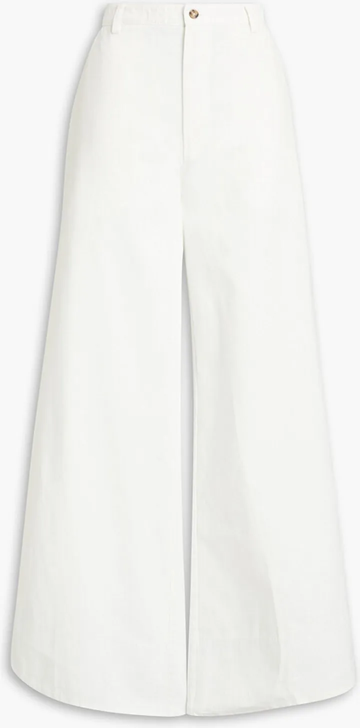 Cotton-twill wide leg pants