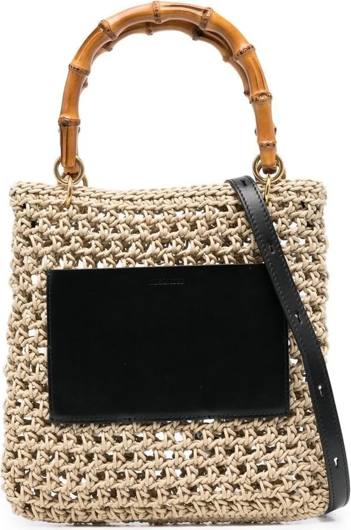Bamboo-Handle Woven Tote
