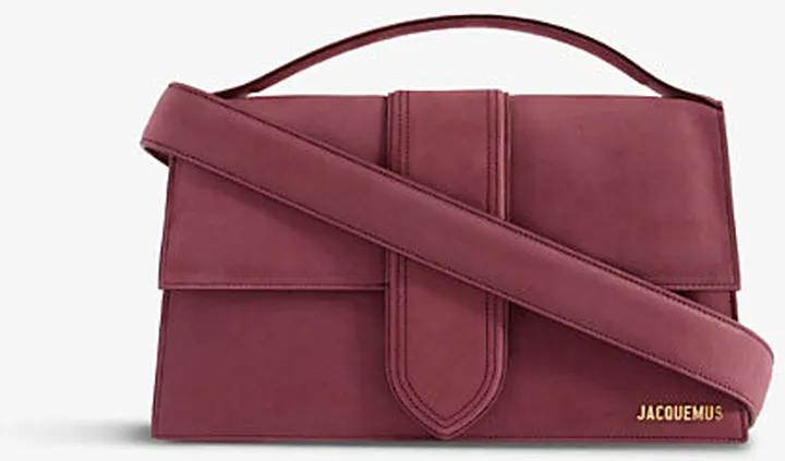 Womens Burgundy Le Bambinou Suede-leather Shoulder bag