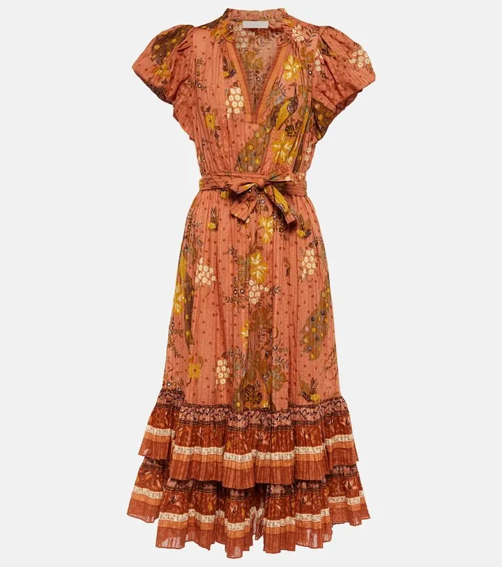 Remi tiered cotton-blend midi dress