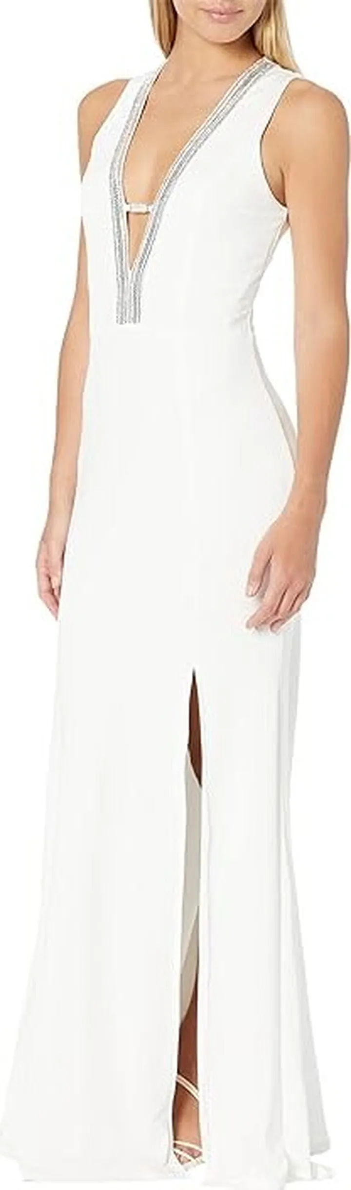 Bebe Embellished Neck Gown (Snow White) Women's Dress
