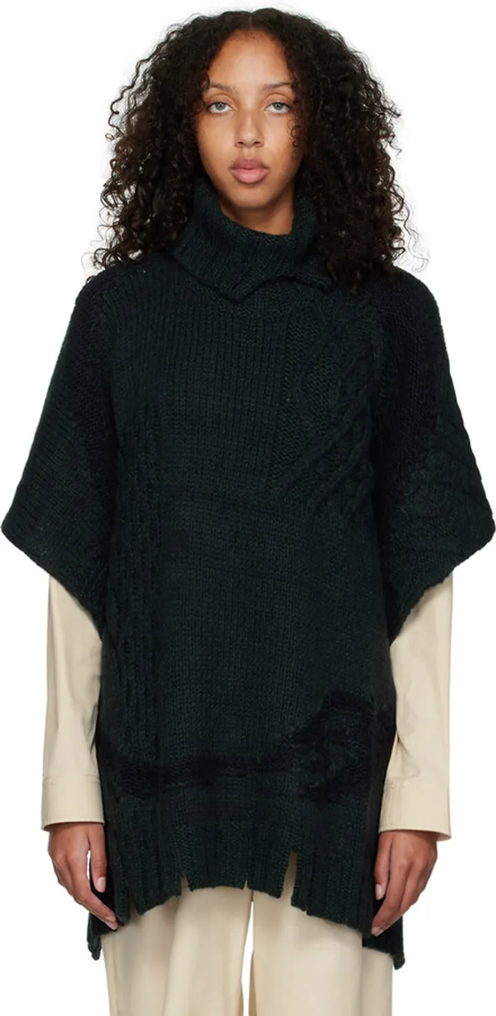 MM6 Maison Margiela Khaki Distressed Turtleneck