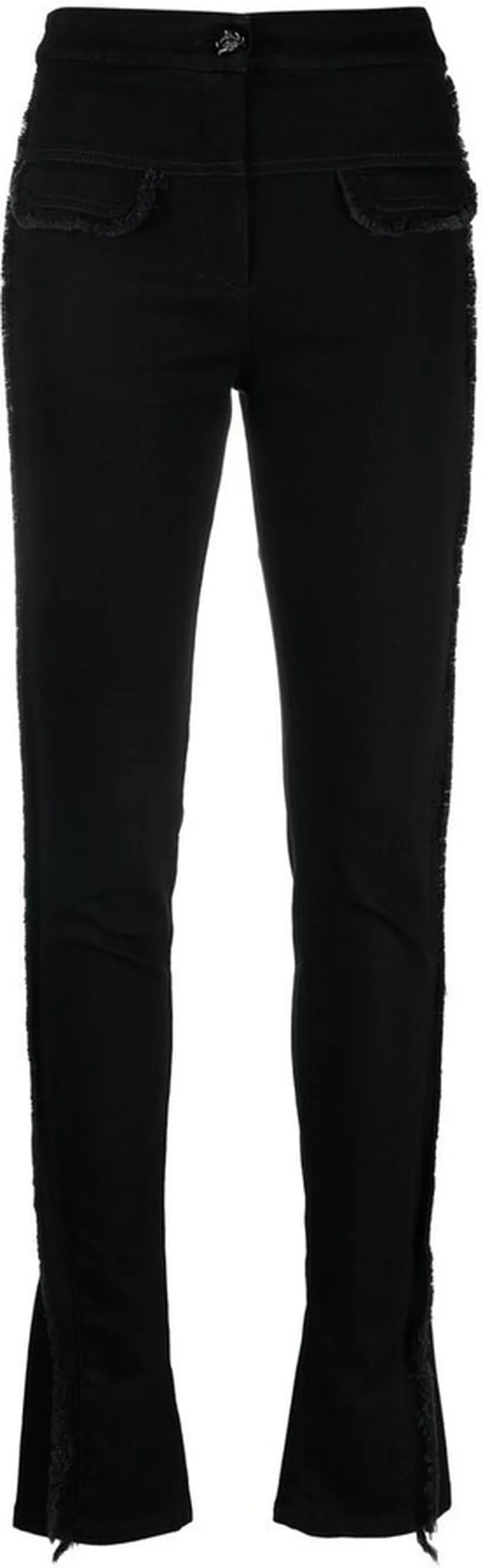 Faux-Pockets Frayed Skinny Trousers