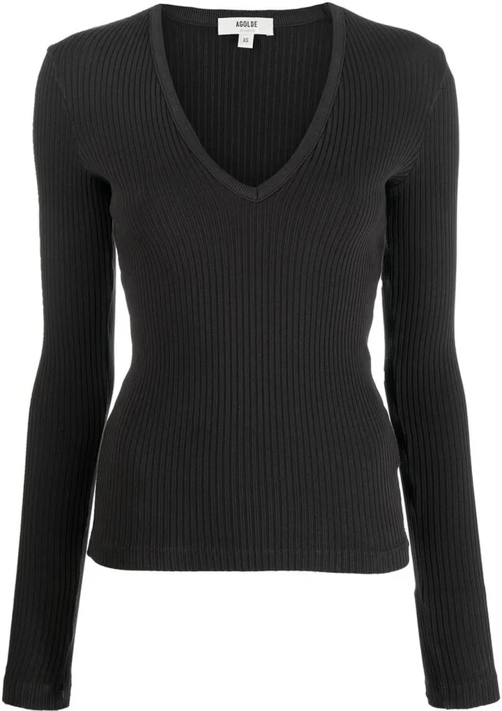 ribbed V-neck sweater