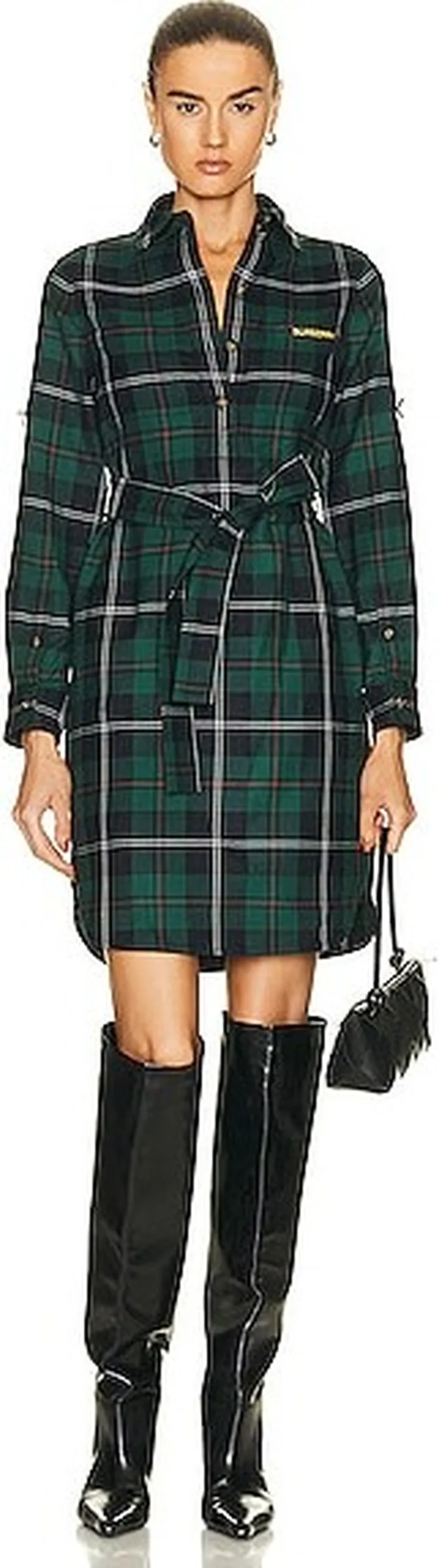 Burberry Runway Check C2 Shirt Dress in Green