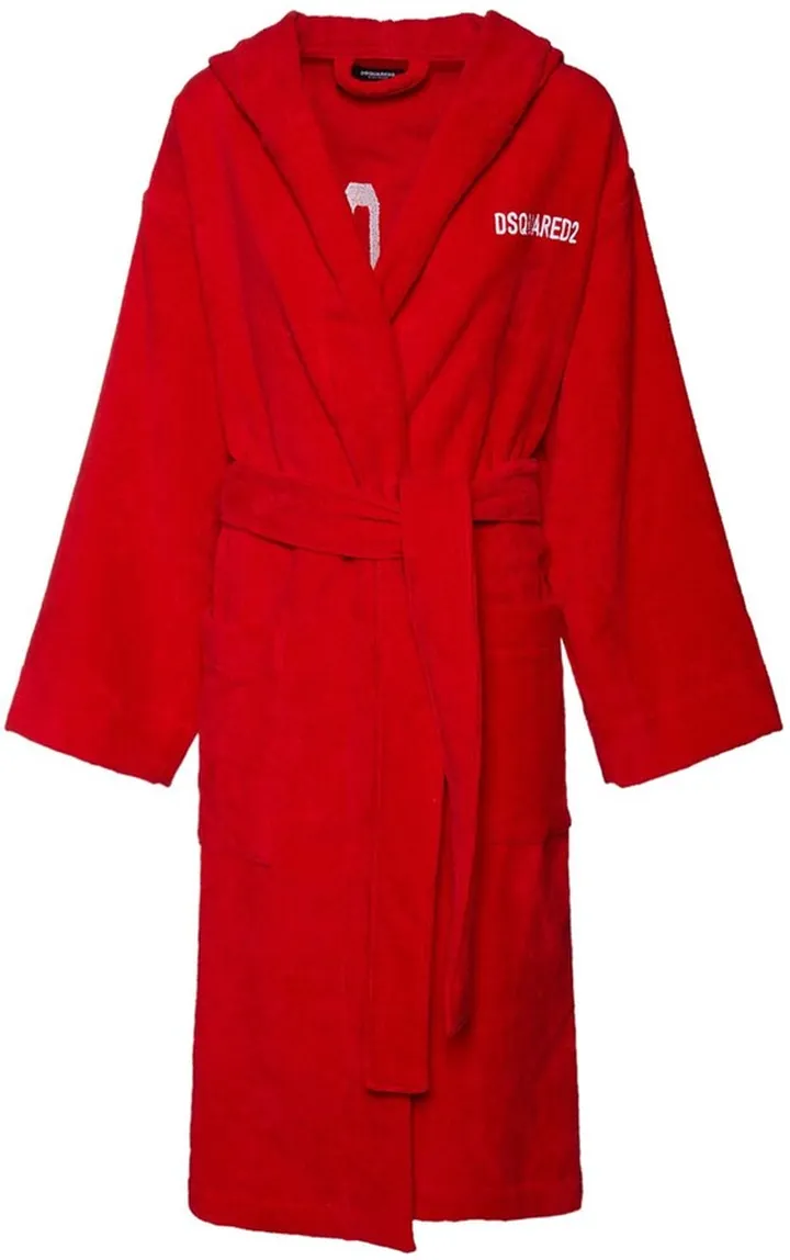 Icon embroidered cotton terry bathrobe