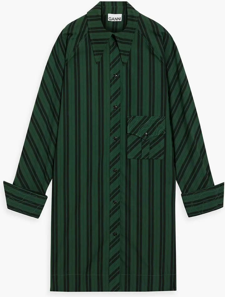 Oversized striped cotton-poplin shirt