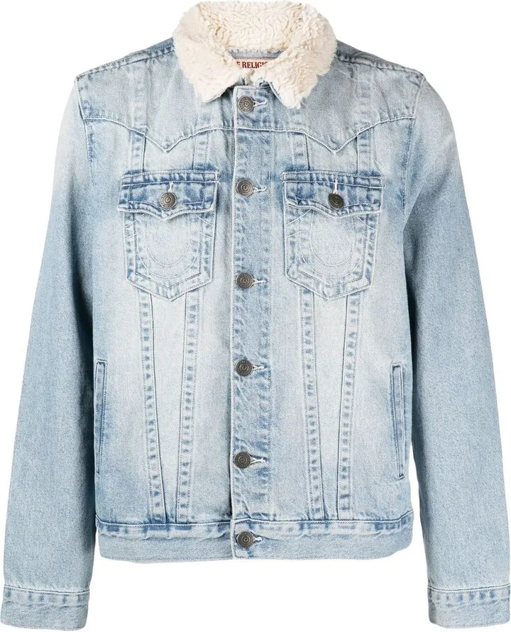 Blue Jimmy Sherpa-Trim Denim Jacket