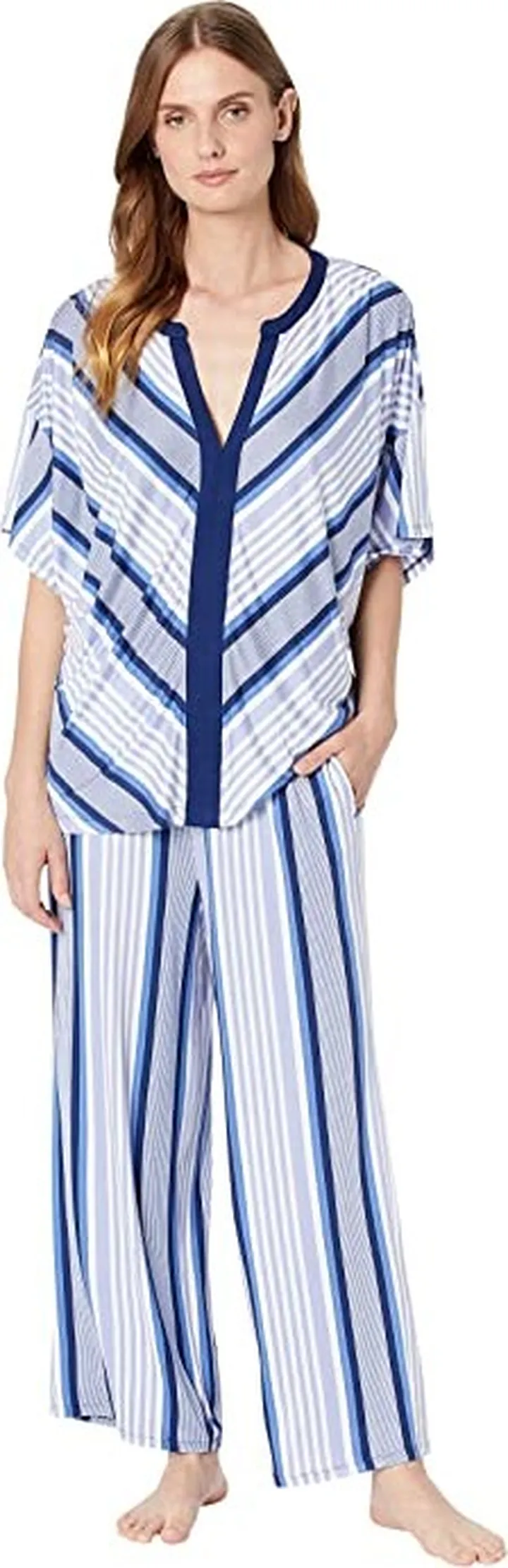 Tommy Bahama Short Sleeve Crop PJ Set (Blue Stripe) Women's Pajama Sets