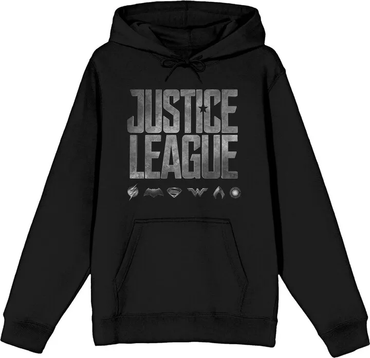 DC Comic Book Justice League Logo Black Hooded Sweatshirt -3XL