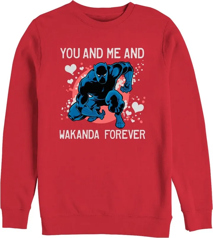 Men's Marvel Valentine Panther Wakanda Forever Sweatshirt - Red - Large