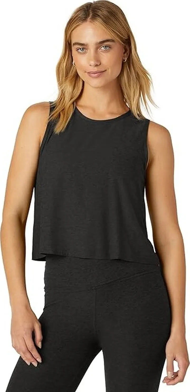 Beyond Yoga Featherweight New View Cropped Tank (Darkest Night) Women's Clothing