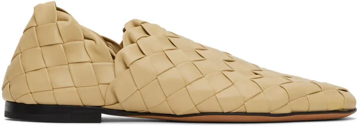 Bottega Veneta Beige Intrecaccio Lagoon Slippers