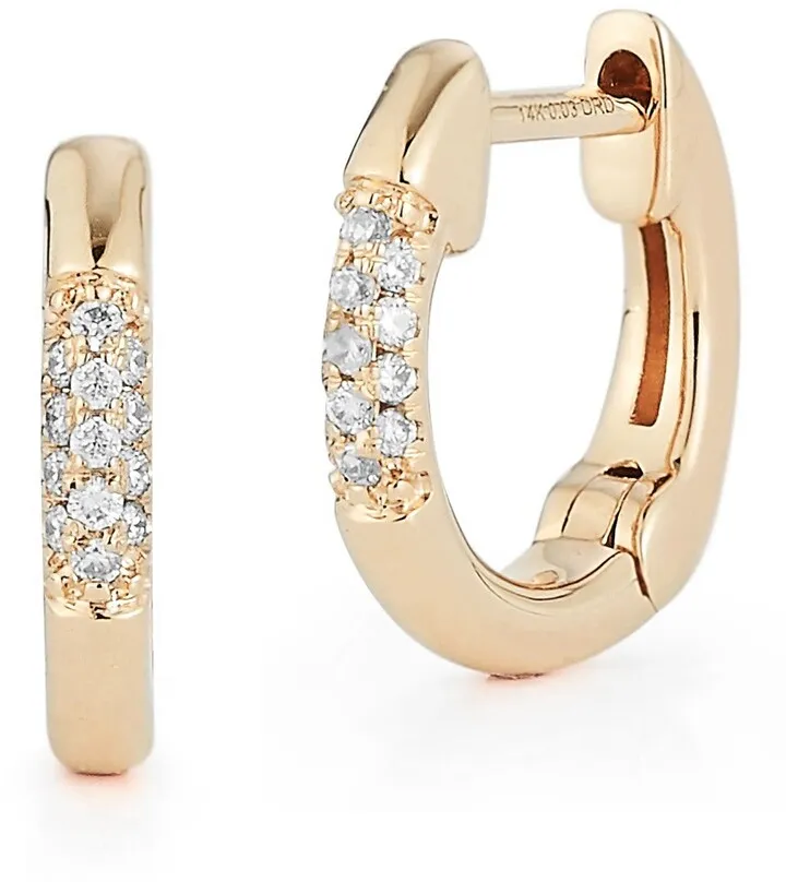 Micro Dome Diamond Huggie Hoop Earrings