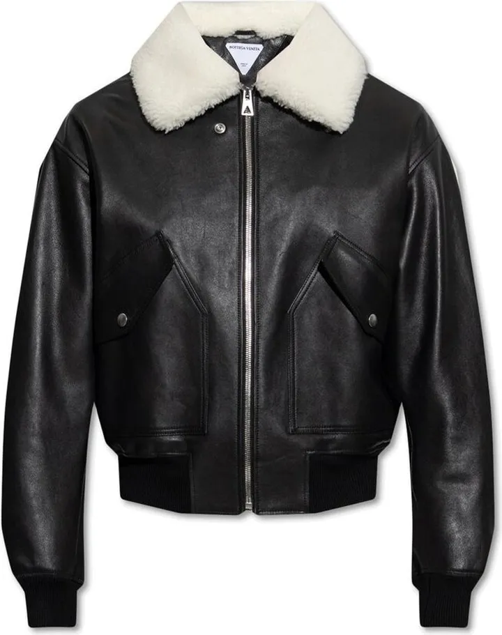 Bottega Veneta Shearling Collar Leather Jacket