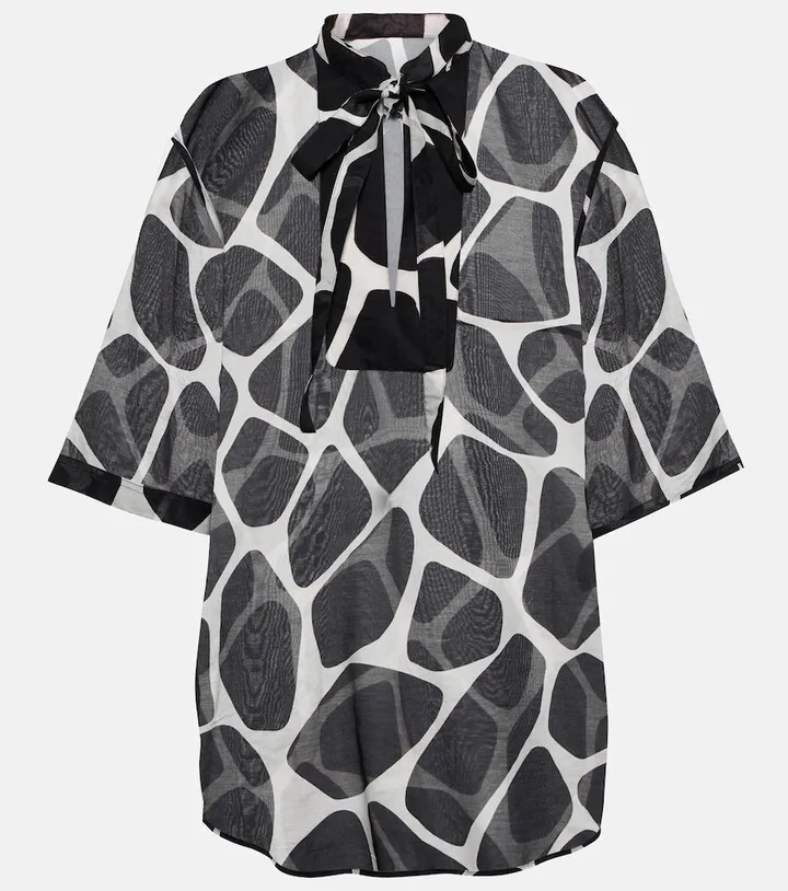Printed cotton and silk minidress