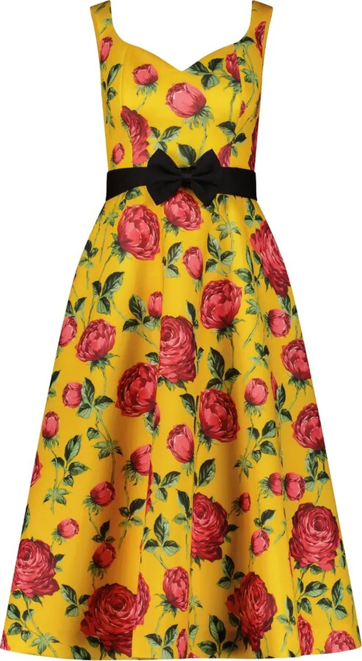 SAVANNA - Retro Garden Short Dress - Yellow