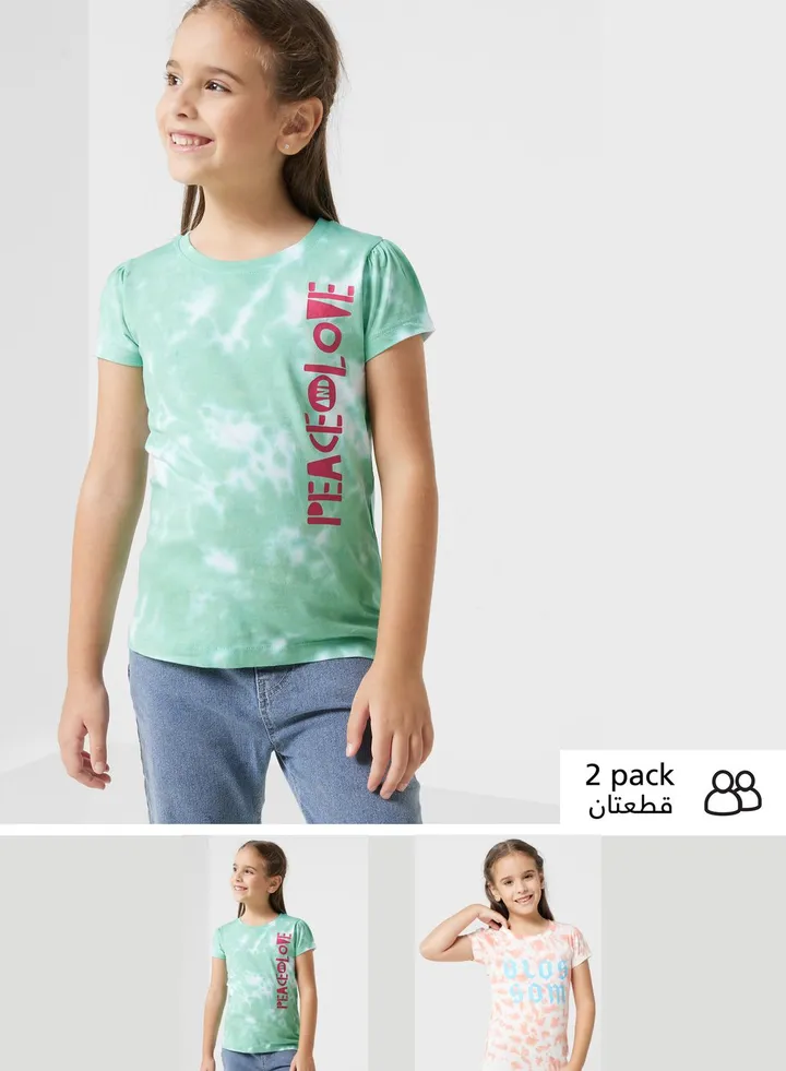 Girls 2 Pack Tie & Dye T-Shirt