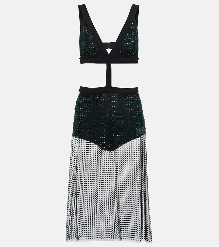 Embellished tulle midi dress