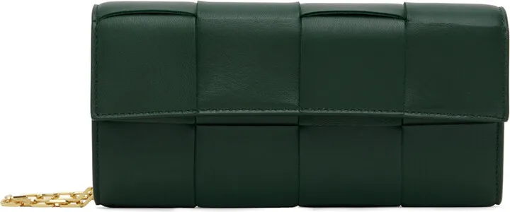 Bottega Veneta Green Intreccio Cassette Chain Bag