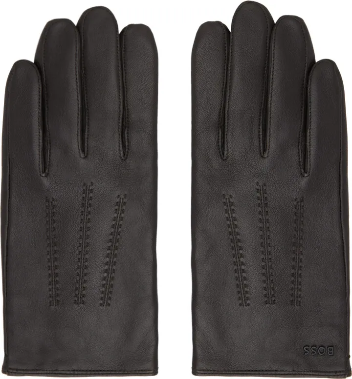 BOSS Brown Logo Gloves
