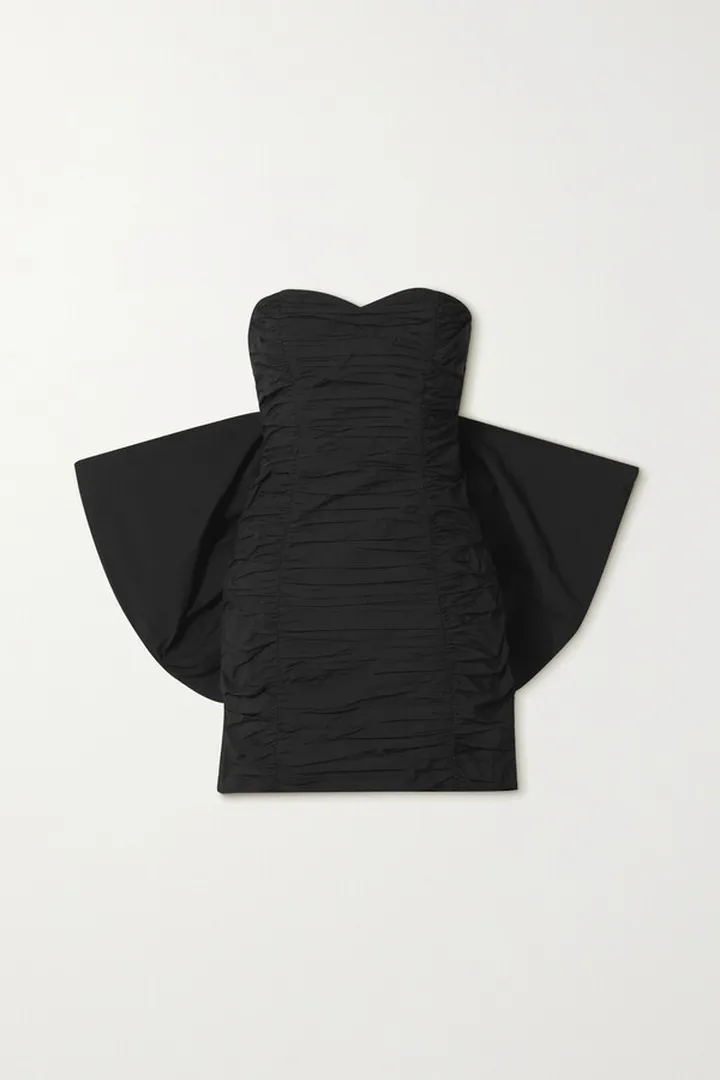 ROTATE Birger Christensen - Catalina Bow-detailed Recycled-taffeta Mini Dress - Black