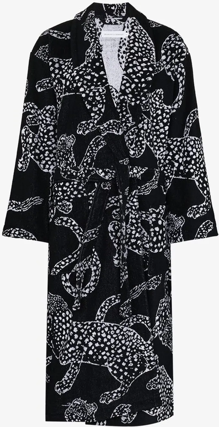 Black Jaguar Print Robe