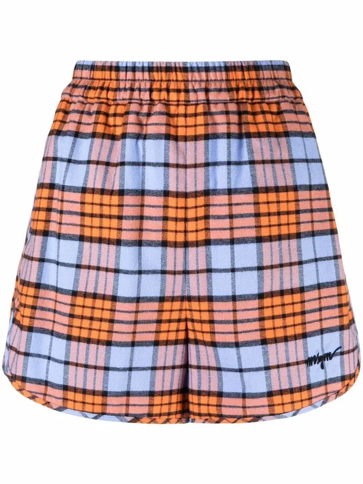 Check-Print Cotton Shorts
