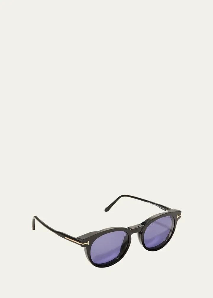 Men's Blue-Light Blocking T-Logo Round Optical Frames
